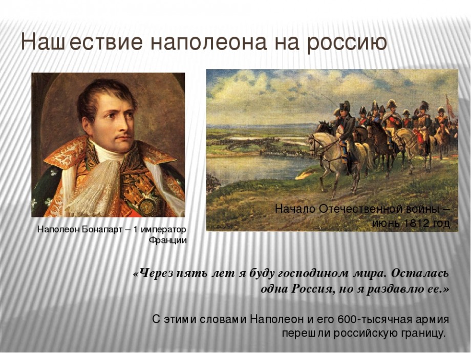 Тест отечественная история россии. Наполеон Бонапарт в России 1812.