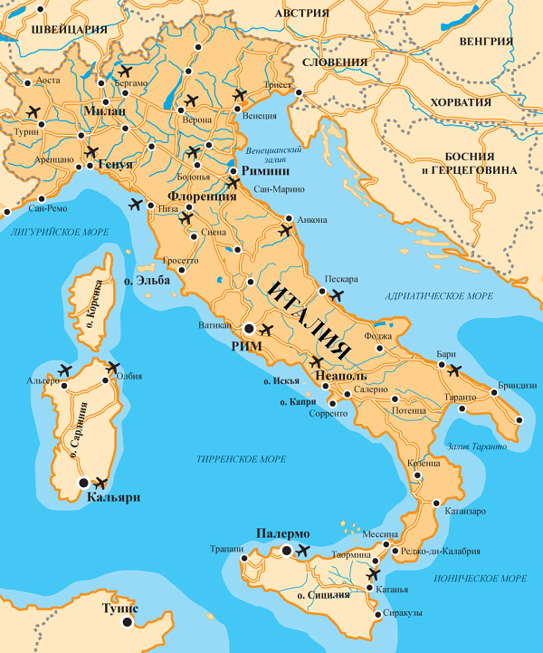 Политическая карта италии